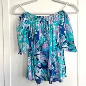 Lilly Pulitzer Xsmall Off The Shoulders Top Off Tropic Capri Teal